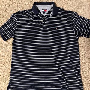 Men's Tommy Hilfiger navy striped golf shirt - Medium